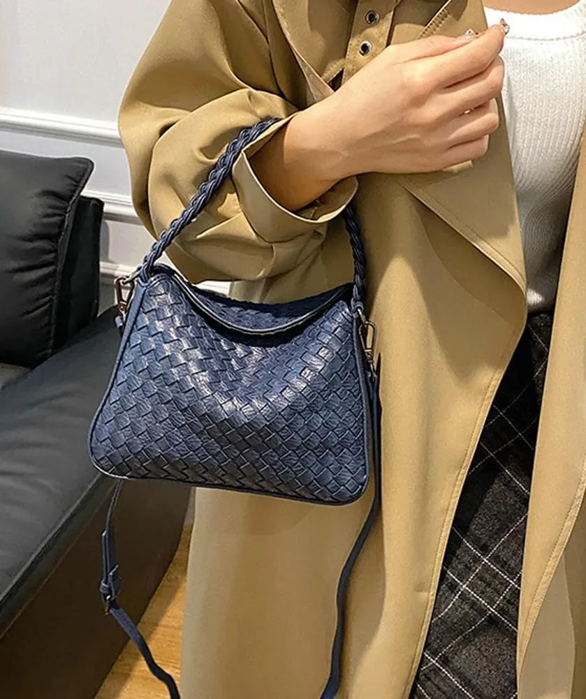 Woven Tote Bag for Women Fashion Shoulder Hobo Bags Leather Woven Beach Handbag Crossbody Purse Vintage Satchels Handbag