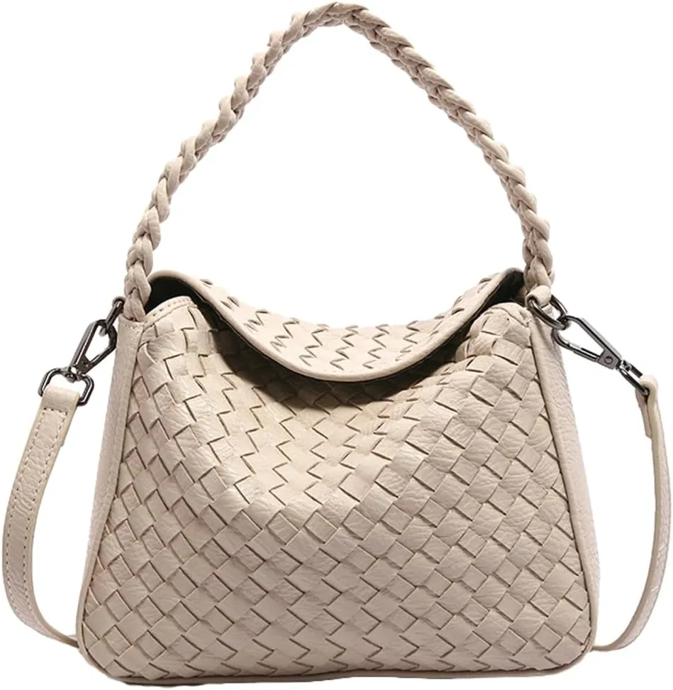 Woven Tote Bag for Women Fashion Shoulder Hobo Bags Leather Woven Beach Handbag Crossbody Purse Vintage Satchels Handbag