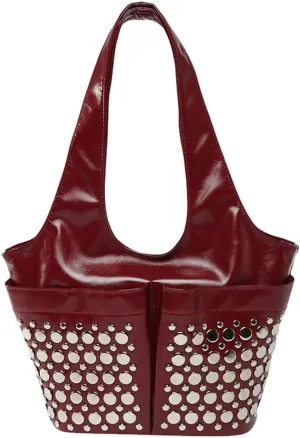 Y2k 90s Studded Hobo Bags Women PU Leather Punk Crescent Crossbody Purse Satchels Trendy Underarm Shoulder Tote Handbag