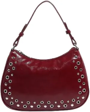 Y2k Crescent Hobo Bags Women 90s Trendy Studded PU Leather Shoulder Satchels Crossbody Purse Punk Underarm Tote Handbag