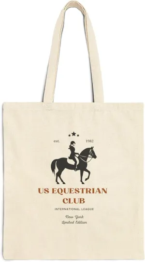 Yoon's PICK Canvas Tote Bag, Eco-Friendly Shoulder Bag with Equestrian Design for Work, Gym, Travel, Grocery, Shopping, and Daily Use