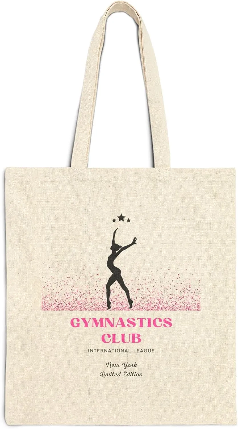Yoon's PICK Canvas Tote Bag, Eco-Friendly Shoulder Bag with Gymnastic Design for Work, Gym, Travel, Grocery, Shopping, and Daily Use